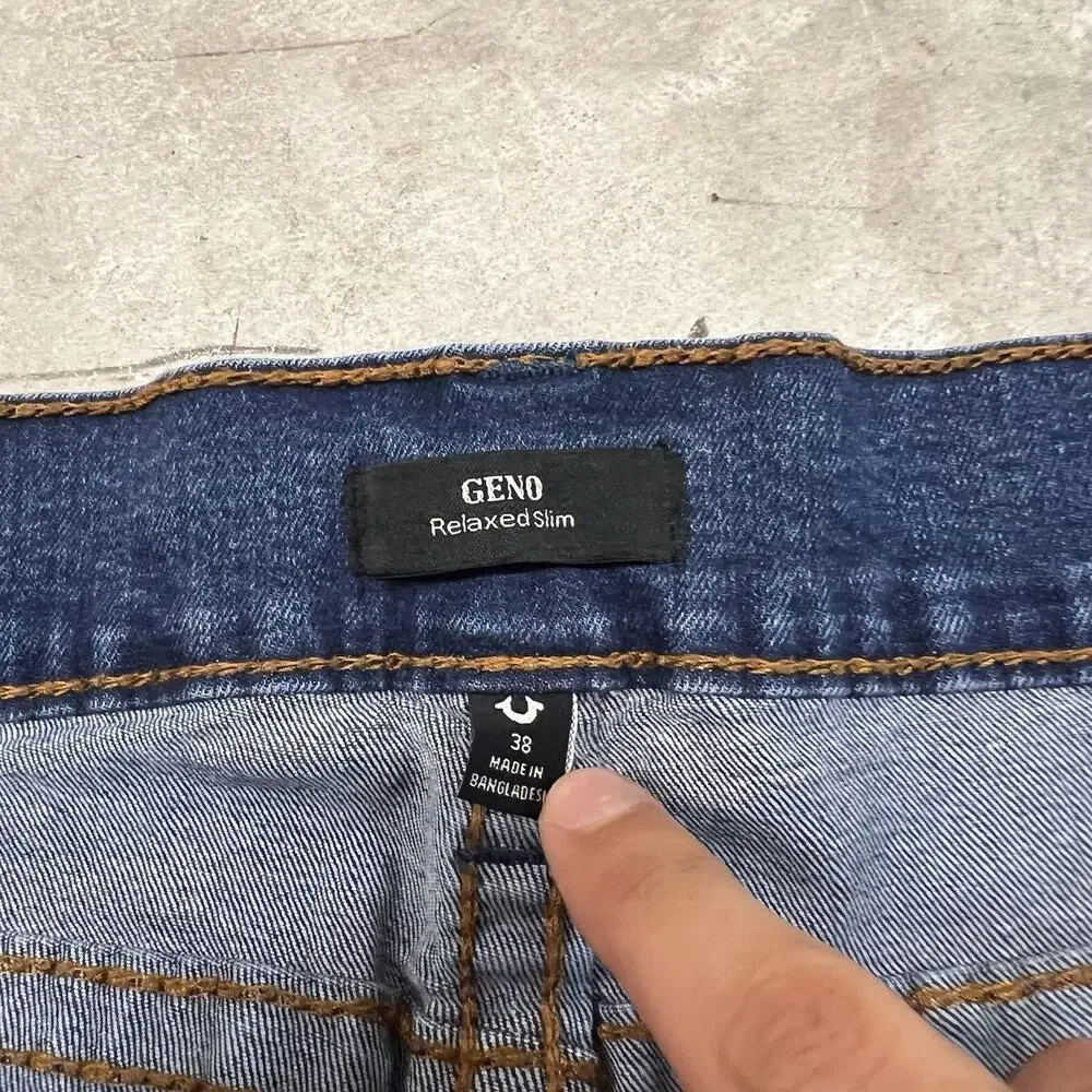 True Religion Geno Relaxed Slim Big T Flap Men's 38x32 Denim Jeans